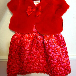 Cat and jack 18mo red fur vest dress